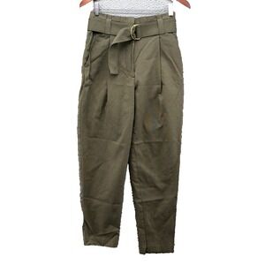 ALC Pants Womens 4 Green High Rise Tapered Leg Belted Utility Urban Streetwear